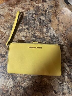 Michael Kors Yellow Saffiano Wristlet Clutch